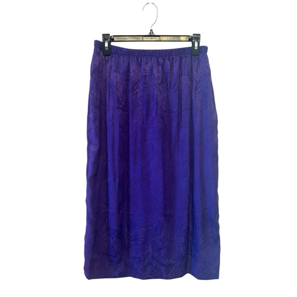 True Vintage Unbranded Deep Shimmering Purple Patterned Midi Skirt Small